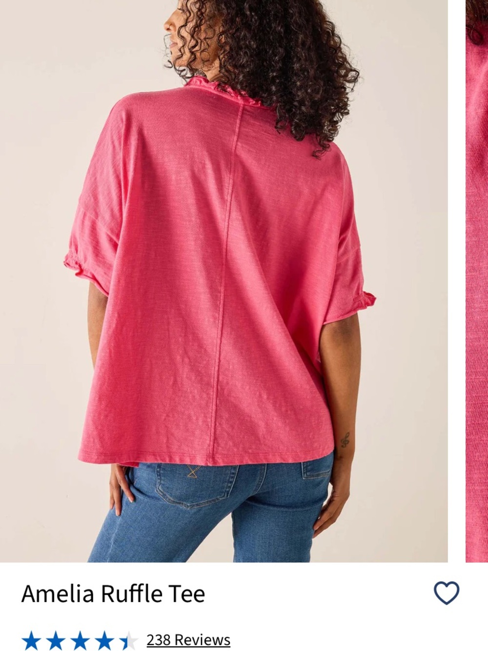 Mersea Amelia raspberry ruffle tee - one size, petite - Picture 5 of 10